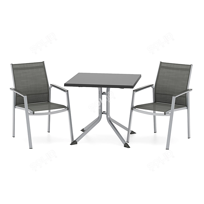 Foldable Table & Stackable Armchair Set 3D model image 1