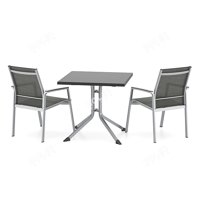 Foldable Table & Stackable Armchair Set 3D model image 2