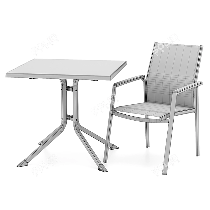 Foldable Table & Stackable Armchair Set 3D model image 3