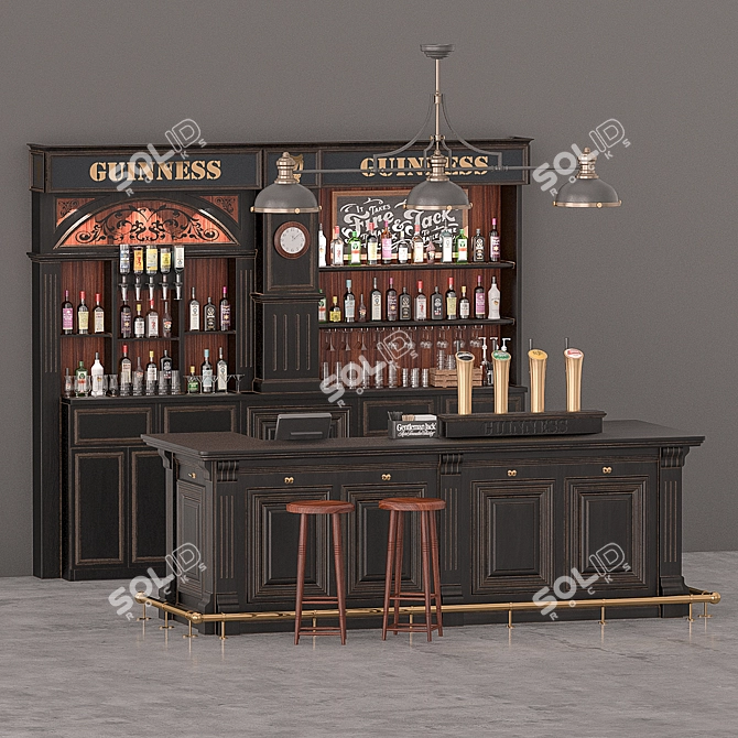 Pub-style Bar Counter 3D model image 2