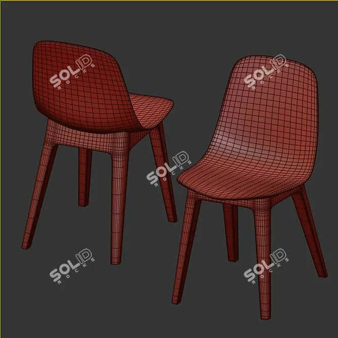 Sleek Oak Veneer Table & Stylish Chairs 3D model image 4