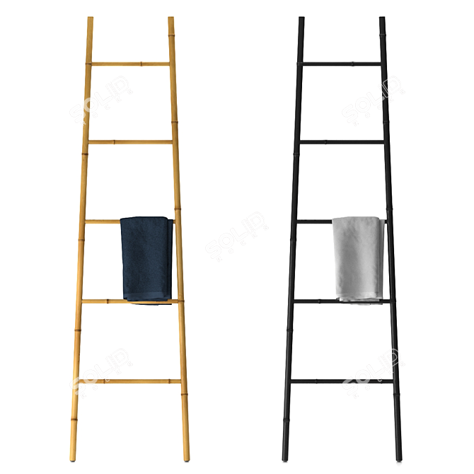 Bamboo Ladder Towel Rack 3D model image 1