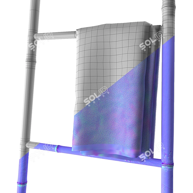 Bamboo Ladder Towel Rack 3D model image 4