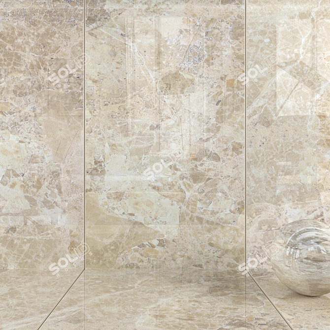 Elegant Emperador Beige Wall Tiles 3D model image 1