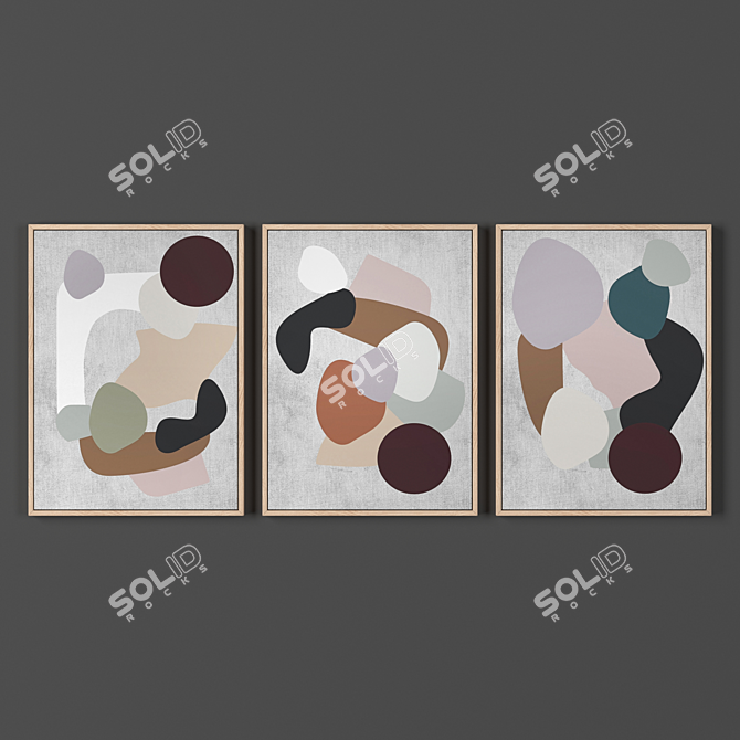 Artistic Trio: Framed Textures 3D model image 2