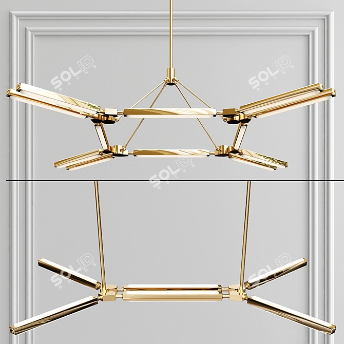 Italian Luxury LED Alloy Chandelier 3D model image 4