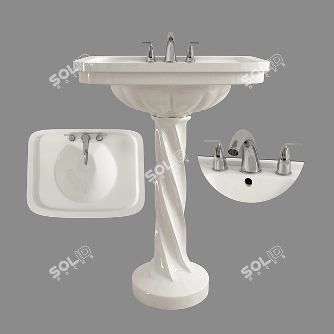 Elegant Pedestal Bath Stand 3D model image 1