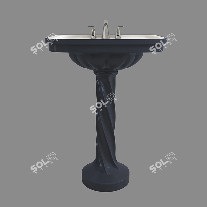 Elegant Pedestal Bath Stand 3D model image 2