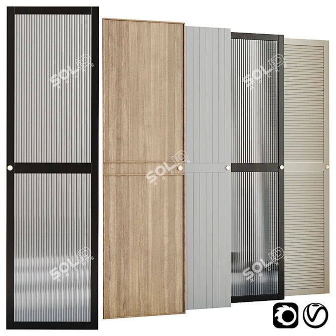Modern Wardrobe Doors Collection 3D model image 1