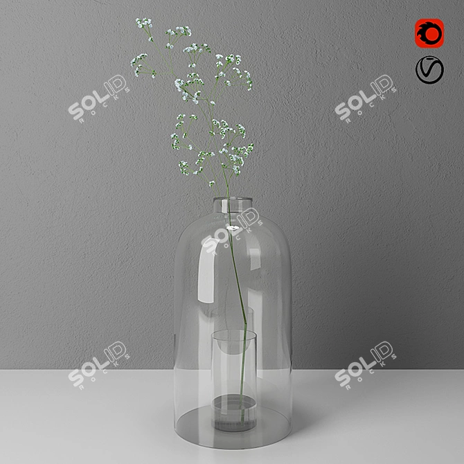 Modern Gypsophila Vase: Elegant and Stylish 3D model image 1