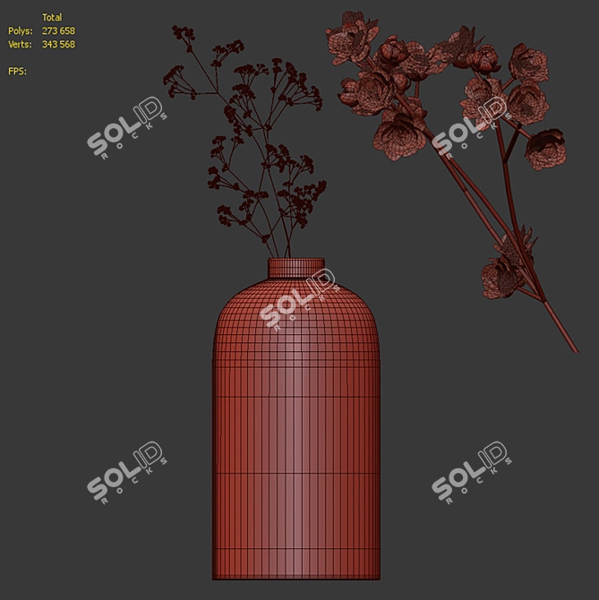 Modern Gypsophila Vase: Elegant and Stylish 3D model image 3