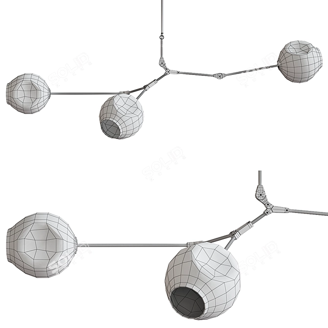 Elegant Branching Bubbles Chandelier 3D model image 2