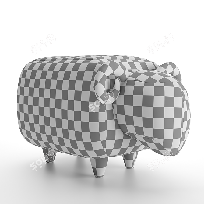 Luxurious Lamb Pouf 3D model image 3