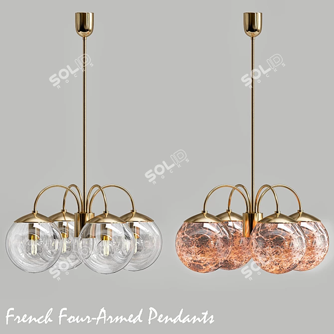 Marble Glass French Pendant 3D model image 1