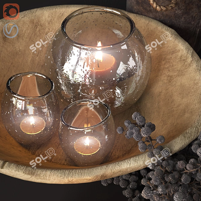 Vintage Decorative Set: Lanterns, Metal Pieces, Wooden Jug & Bowl 3D model image 4