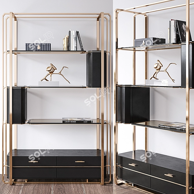 Elegant Waltz Bookcase: Luxurious Storage Solution 3D model image 1
