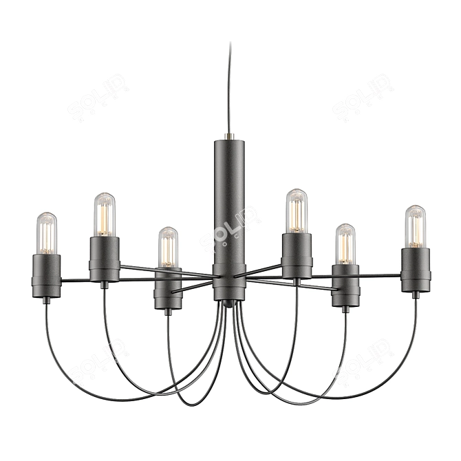 Bars Fountain Chandelier: Stylish Loft Lighting 3D model image 1