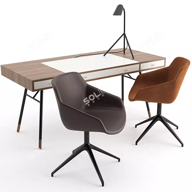 Sleek Office Set with Cupertino Desk, Vienna Chair, and Curious Table Lamp 3D model image 1