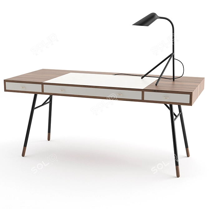 Sleek Office Set with Cupertino Desk, Vienna Chair, and Curious Table Lamp 3D model image 2