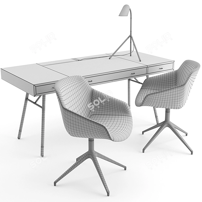 Sleek Office Set with Cupertino Desk, Vienna Chair, and Curious Table Lamp 3D model image 5