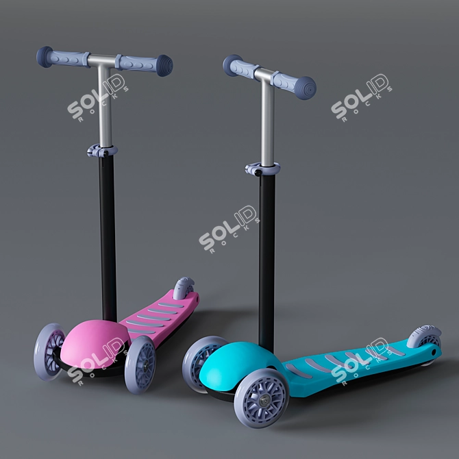Sweet Baby Triplex: Adjustable Handle Mini Scooter 3D model image 1