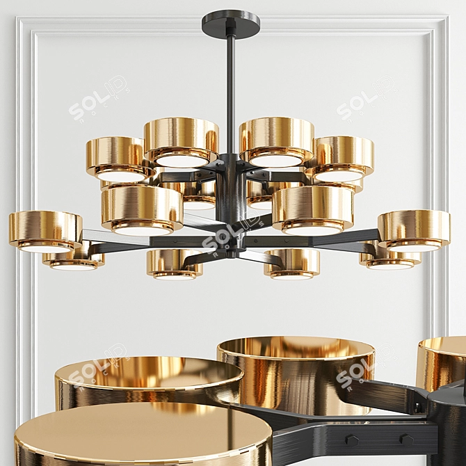 Elegant Bronze Two-Tier Chandelier 3D model image 1