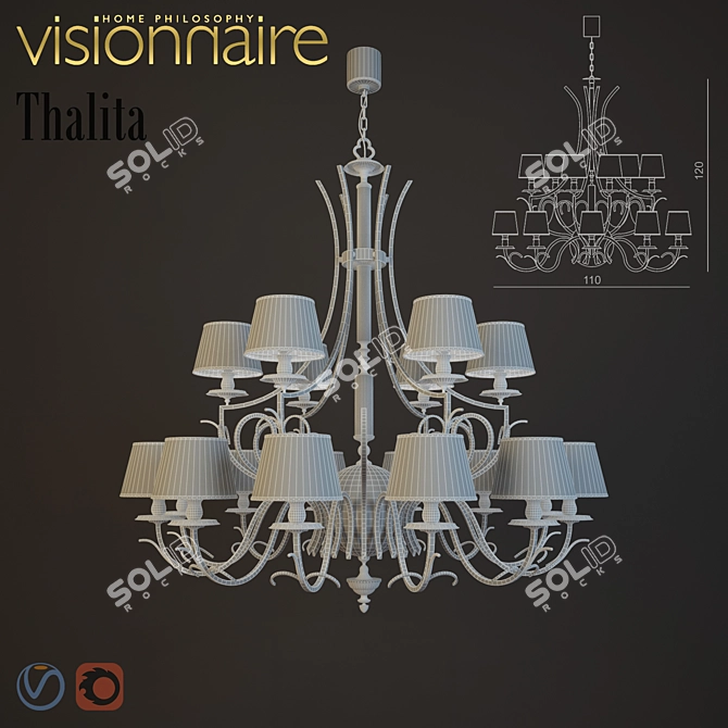 Elegant Visionnaire Thalita Chandelier 3D model image 2