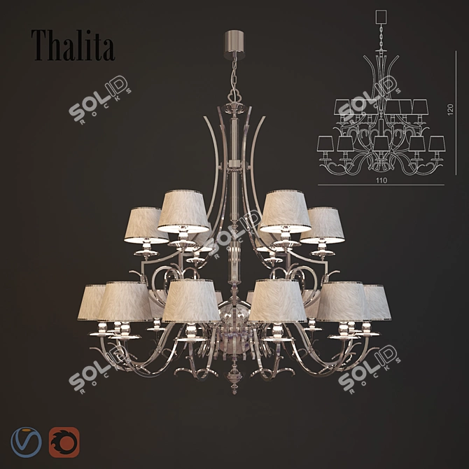Elegant Visionnaire Thalita Chandelier 3D model image 3