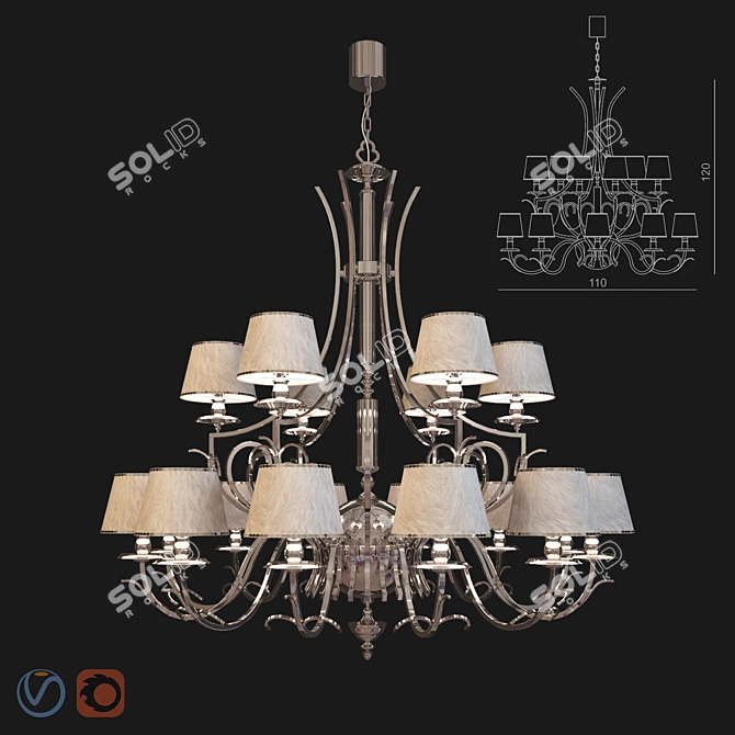 Elegant Visionnaire Thalita Chandelier 3D model image 5