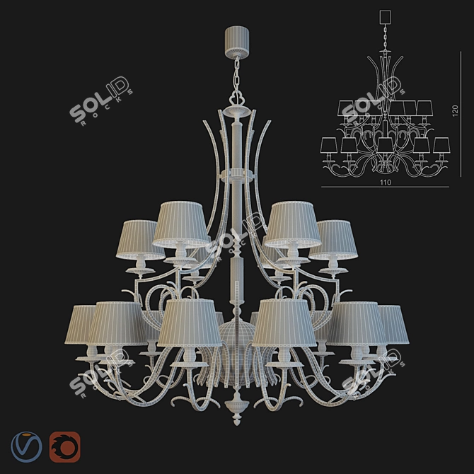 Elegant Visionnaire Thalita Chandelier 3D model image 6