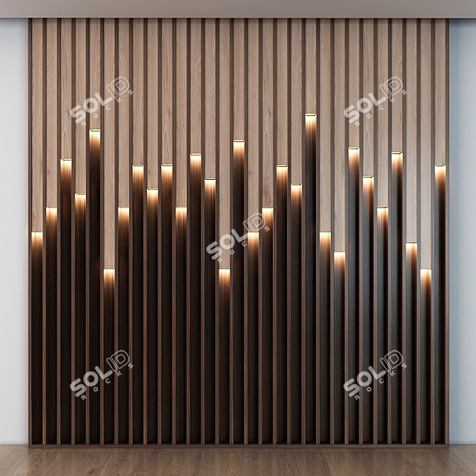 Rustic Wood LED Panels 3D model image 1