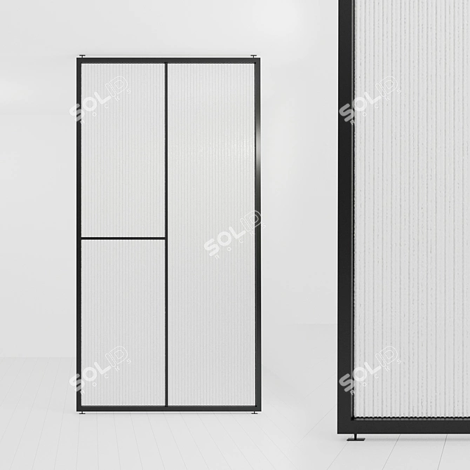 Versatile Glass Partition: Stationary & Swinging Door 3D model image 1