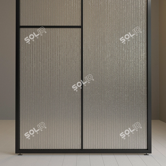 Versatile Glass Partition: Stationary & Swinging Door 3D model image 3