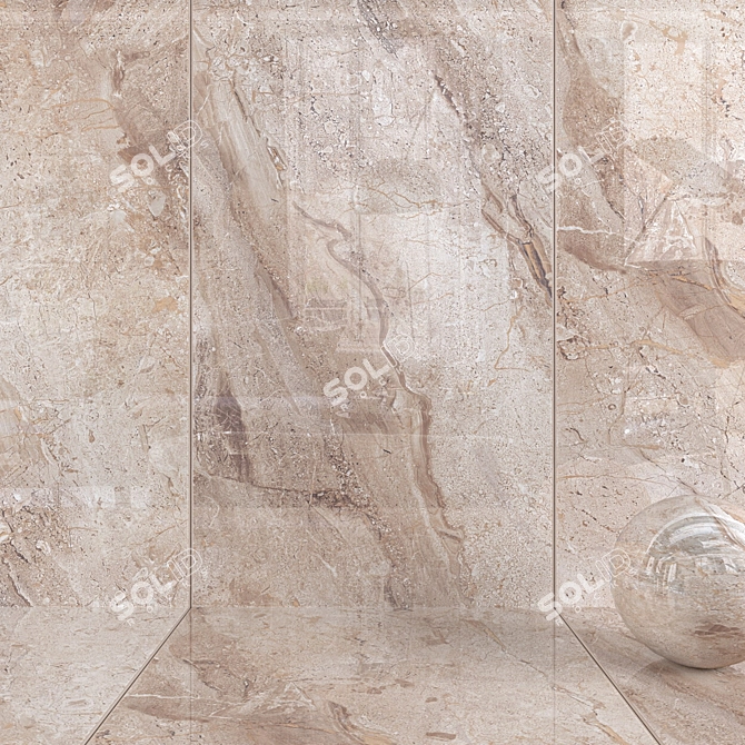 Elena Beige Wall Tiles: Textured Multi-Surface Design 3D model image 1