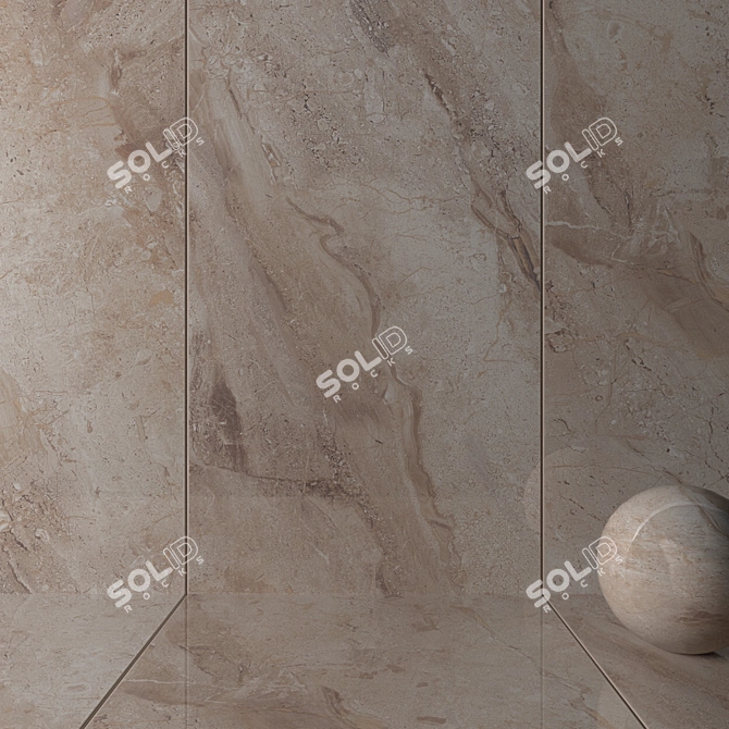 Elena Beige Wall Tiles: Textured Multi-Surface Design 3D model image 2