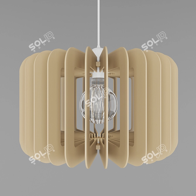 Etta Wood Pendant Light 3D model image 2