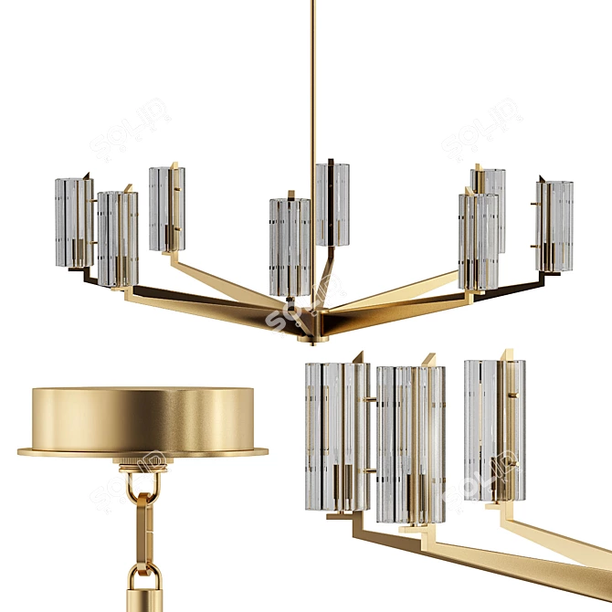 Elegant Vendome Round Chandelier 3D model image 1