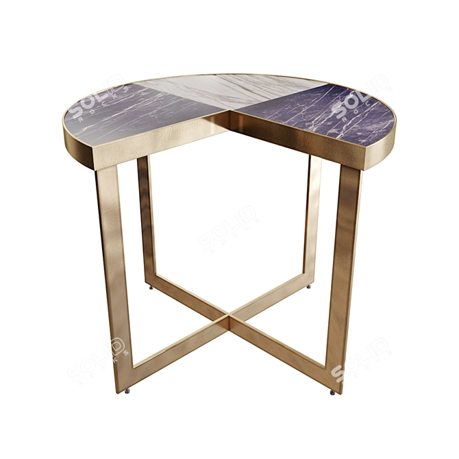 Turino Side Table: Elegant Marble & Brass 3D model image 1