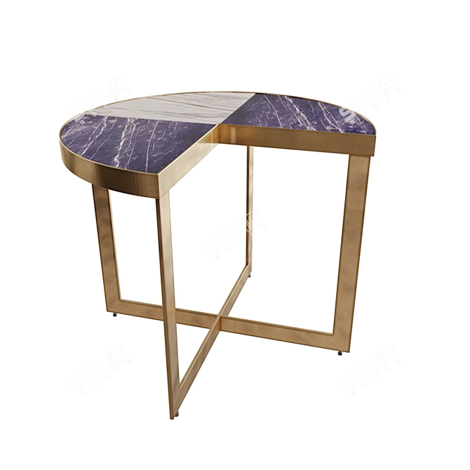 Turino Side Table: Elegant Marble & Brass 3D model image 2