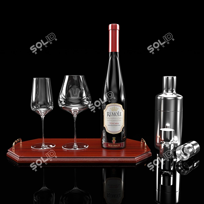 Elegant Wine Serveware Set 3D model image 1