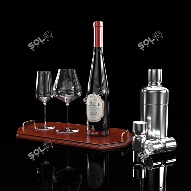Elegant Wine Serveware Set 3D model image 2