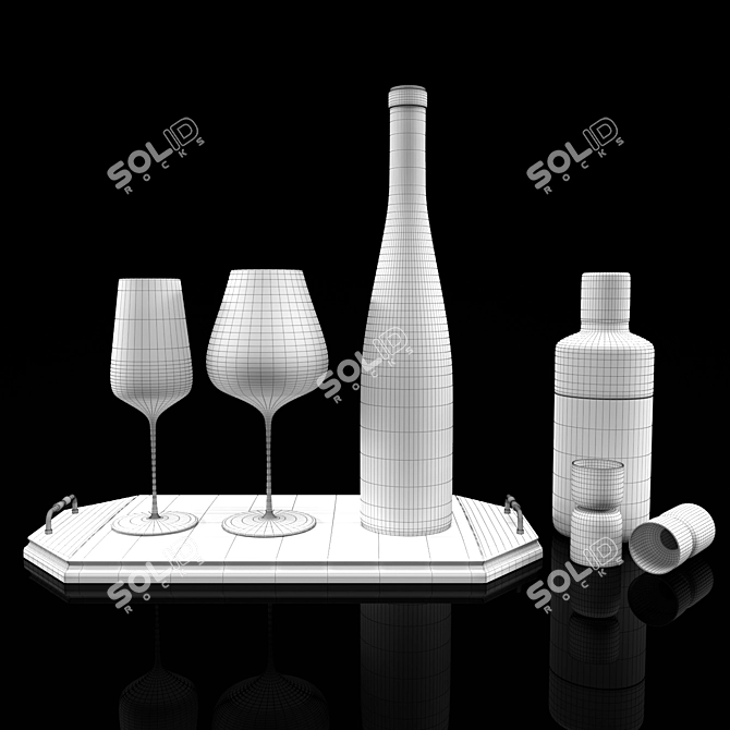 Elegant Wine Serveware Set 3D model image 3