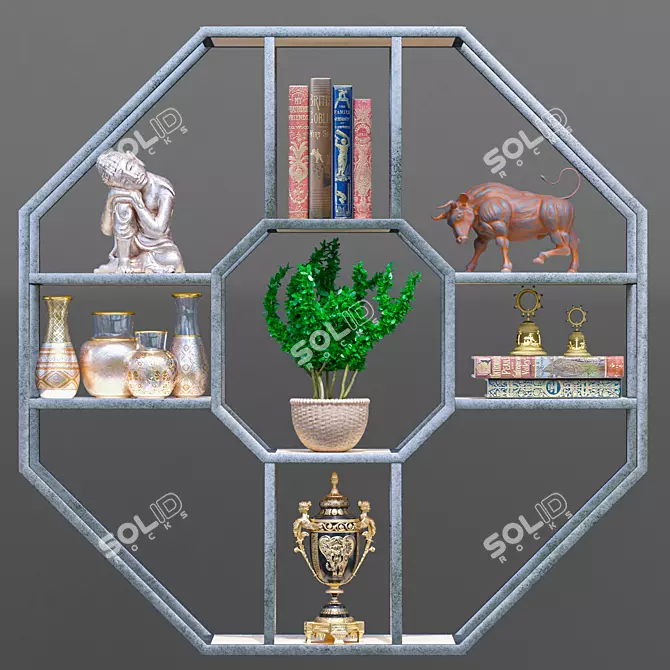 Decorative 3D Shelf with Ornament 3D model image 1