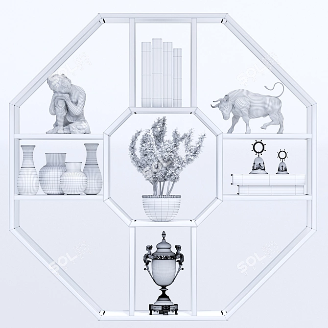 Decorative 3D Shelf with Ornament 3D model image 5