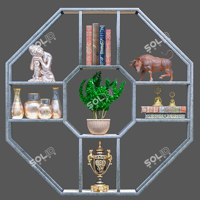 Decorative 3D Shelf with Ornament 3D model image 6