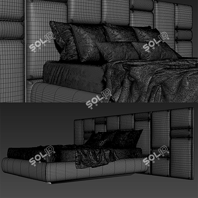 Regal Brass & Leather Chateau Bed 3D model image 2