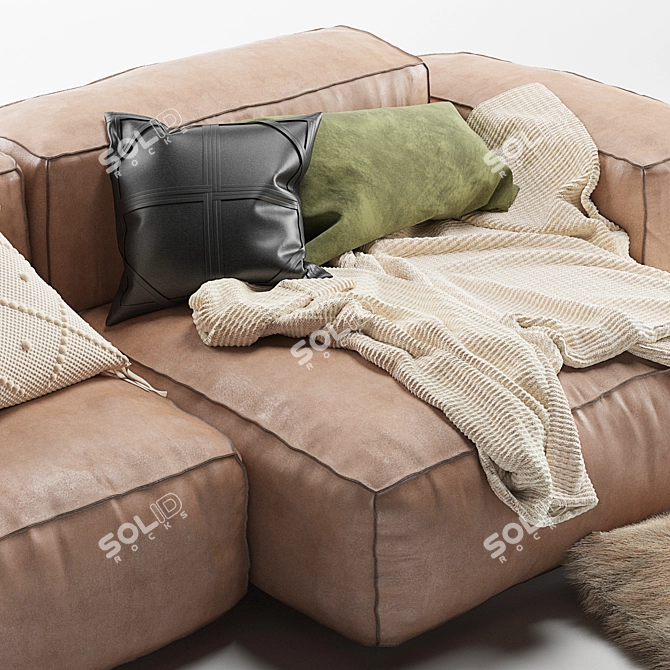 Modern Sketch Miller Chaise Sofa 3D model image 2