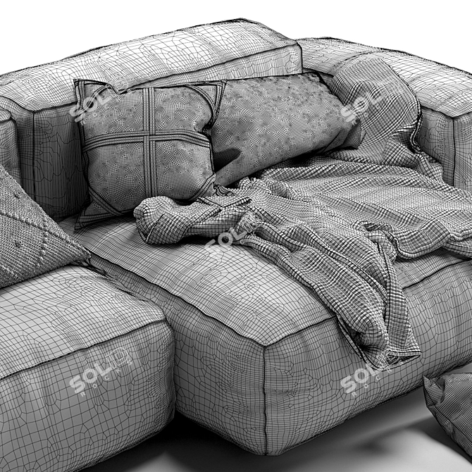 Modern Sketch Miller Chaise Sofa 3D model image 5