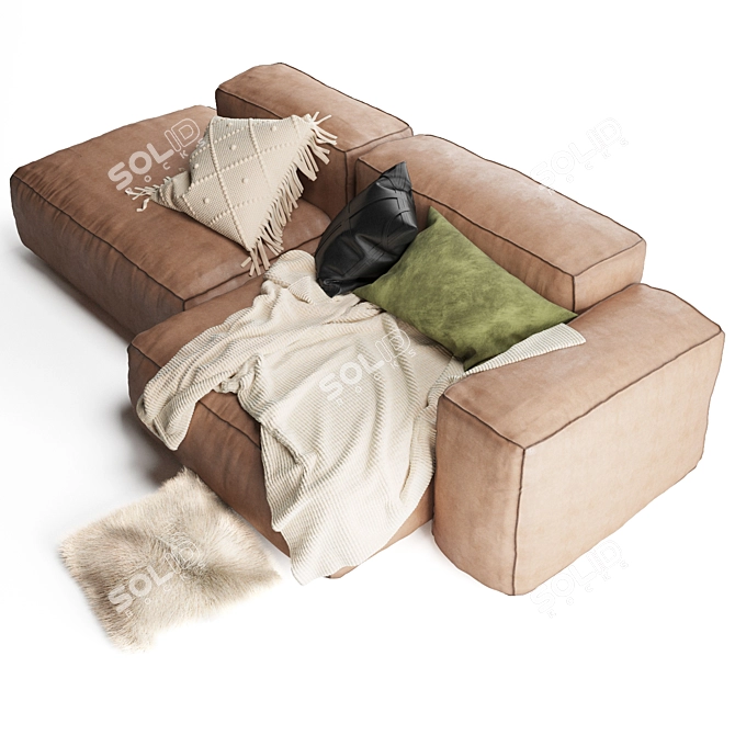 Modern Sketch Miller Chaise Sofa 3D model image 6