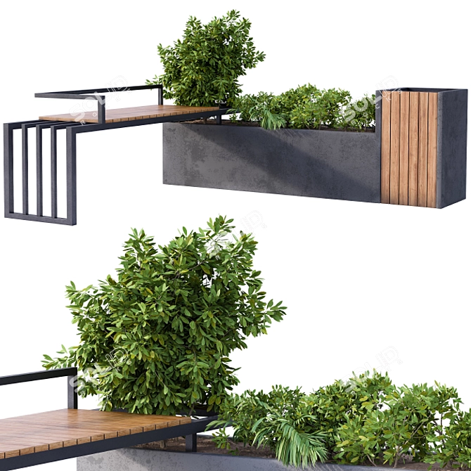 Botanical Bench: Urban Oasis 3D model image 2